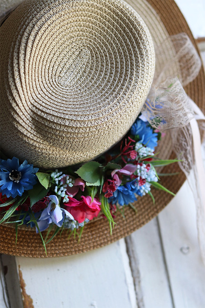 dekoracja kwiatowa na kapelusz, Summer Jazz