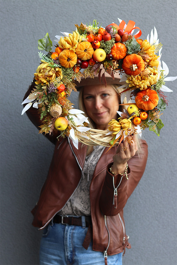 Jesienna Delicja, asymetryczny wianek jesienny