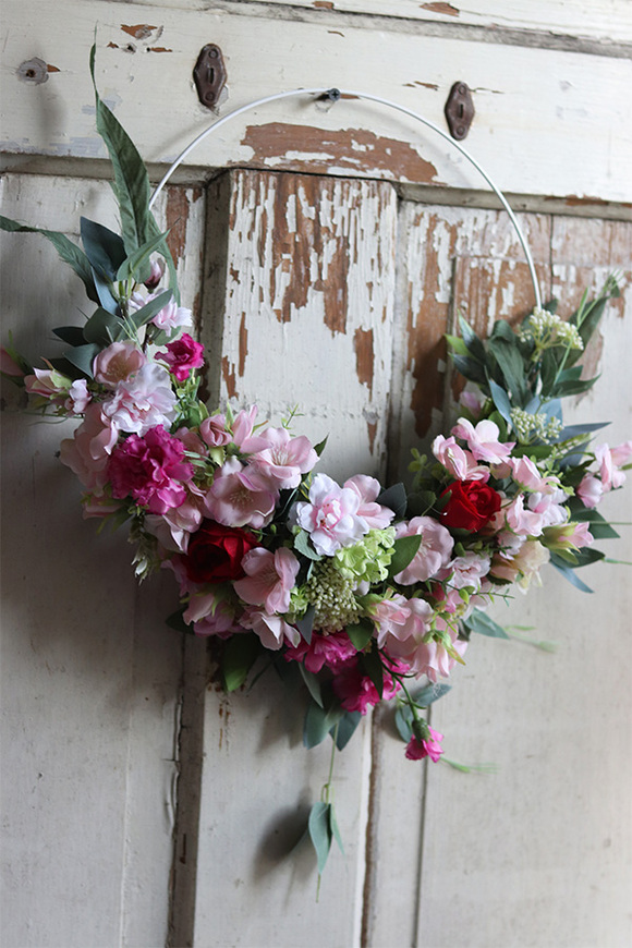 Helise Subtelle, barwny wianek na drzwi na obręczy, śr.38cm 