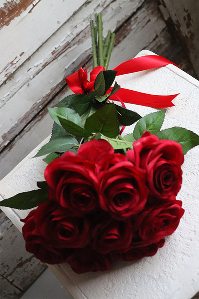 bukiet róż, Czerwień Miłosna, 9szt, dł.54cm 