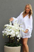 Beigenate, sztuczny storczyk w ceramicznej donicy