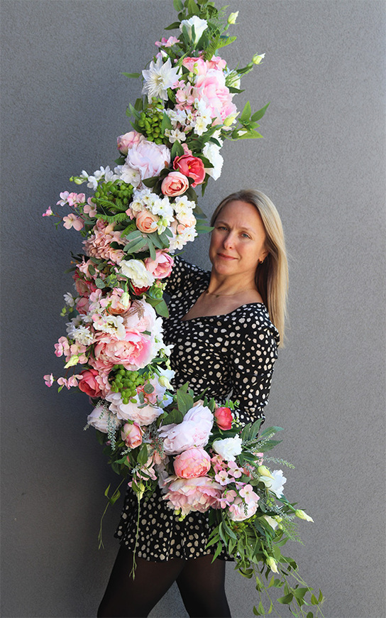 Malediwy Pink, stylowa girlanda ze sztucznych kwiatów, dł.150cm