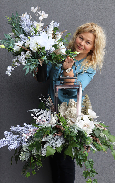 Angelo Winter Frozen, komplet dekoracji nagrobnych, lampion + bukiet