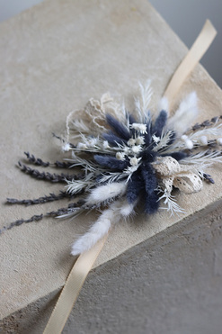 OD RĘKI Boho Blue, stroik / dekoracja do koszyczka wielkanocnego, rozp.15x18cm