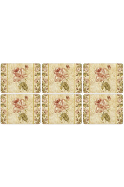 Anitique Rose Linen, podkładki korkowe, średnie, 6szt