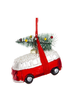 OD RĘKI Autko B, szklana bombka świąteczna, wym.9x10x4.5cm 
