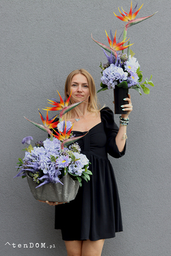 Bajeczne Strelicje Volcan, komplet dekoracji nagrobnych, kompozycja + bukiet