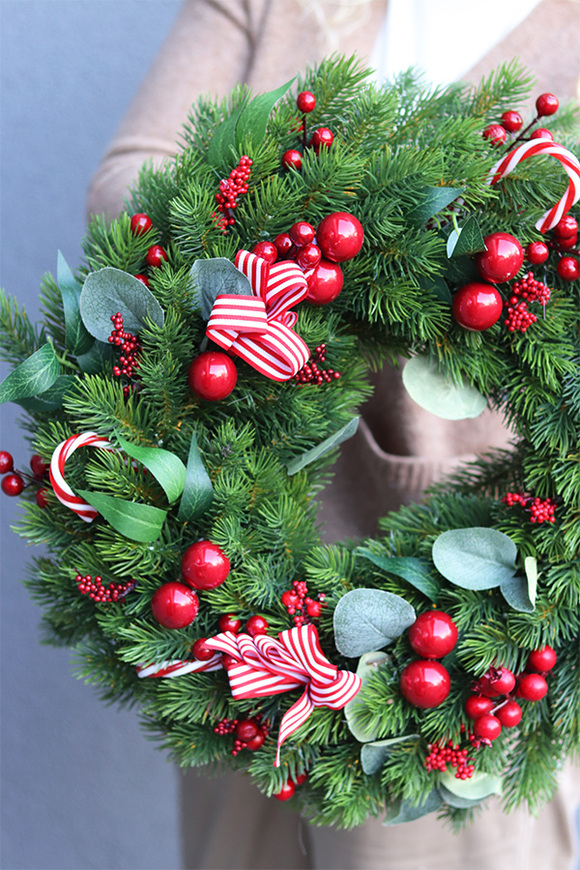 Christmas Exclusive Candy, świąteczny wianek z laskami cukrowymi