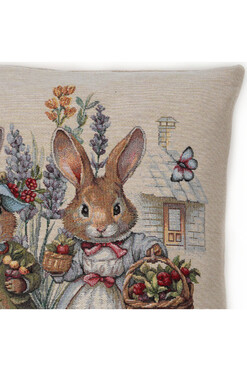 Zajączkowa Święconka, wielkanocna poszewka gobelinowa dwustronna, 45x45cm