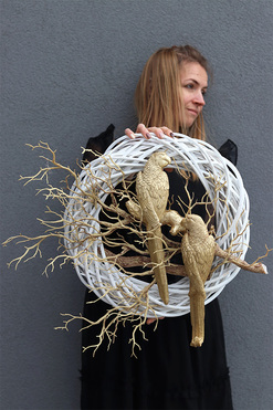 Pod Papugami, złoty wianek na drzwi, rozp.58cm