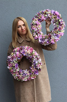 Purple Nemora, fioletowy wianek z hortensji na drzwi