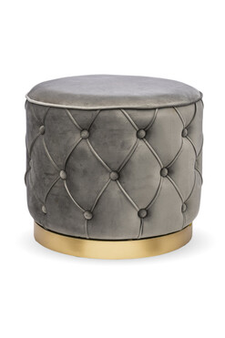 Endire Gold, welurowa pufa pikowana, szary, wym.42x47x47cm