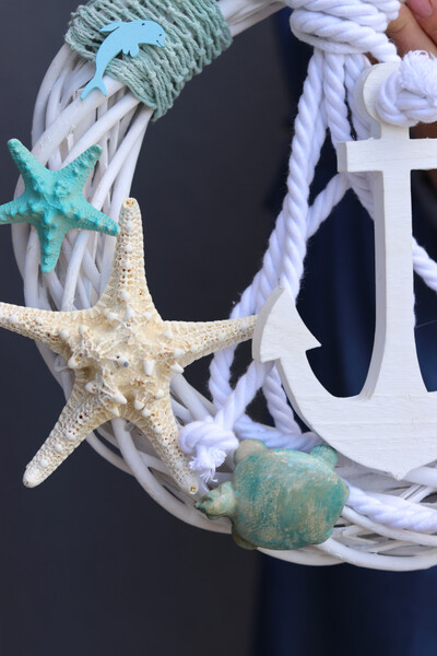 Kotwica & Krab 2, marynistyczny wianek do powieszenia na drzwiach