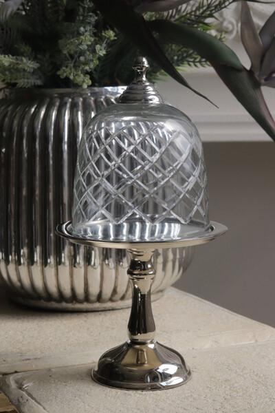 patera na nodze z kloszem, Lux Villa Silver Glamour