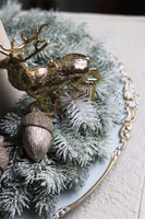 elegancki świąteczny stroik, Srebrzysta Kraina, na eleganckim talerzu, śr. 35cm