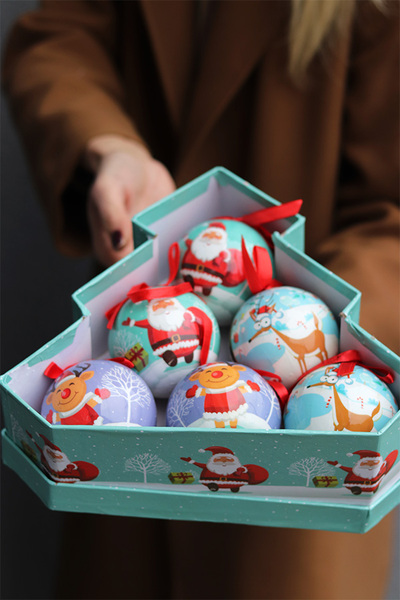 bombki dekoracyjne w pudełku prezentowym, Scandi Choinka