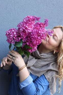 Bzy Deluxe Premium, gumowy bez kwitnący lilak, wiśniowy, 3szt, dł.70cm