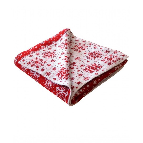 Danish Snow, dwustronny świąteczny koc pled, czerwony, wym.100x150cm 