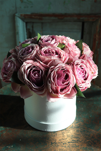 flowerbox z fioletowymi różami, Graciosi, wym.23x25cm