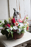 kompozycja stroik wielkanocny, Zajączek z Parasolem 2, wym.24x30cm 