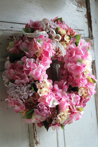 bogaty ozdobny wianek, Monista Hortensja, śr.40cm 