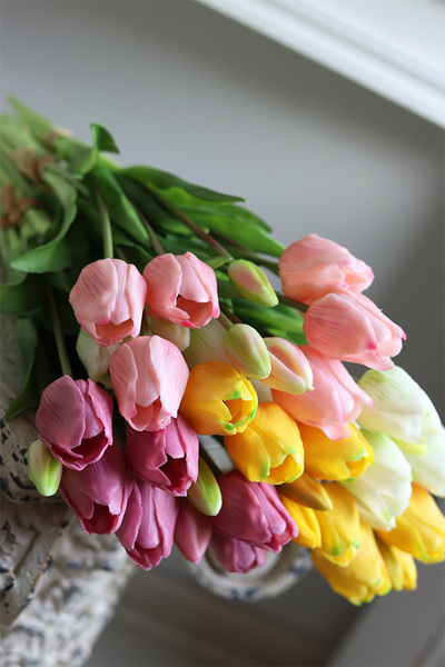 April New, bukiet tulipanów silikonowych Pudrowy Róż