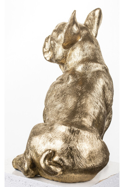 Buldog Francuski, złota figurka dekoracyjna pies