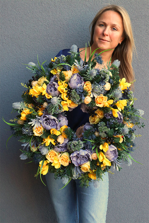 Hedira, komplet dekoracji nagrobnych, wieniec + bukiet