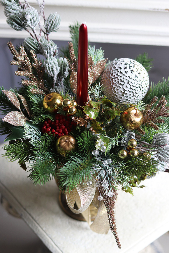 Złota Łuna, elegancki świąteczny stroik w pucharze