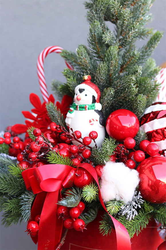 Lollypop Decor 2, flowerbox świąteczny z choinką LED