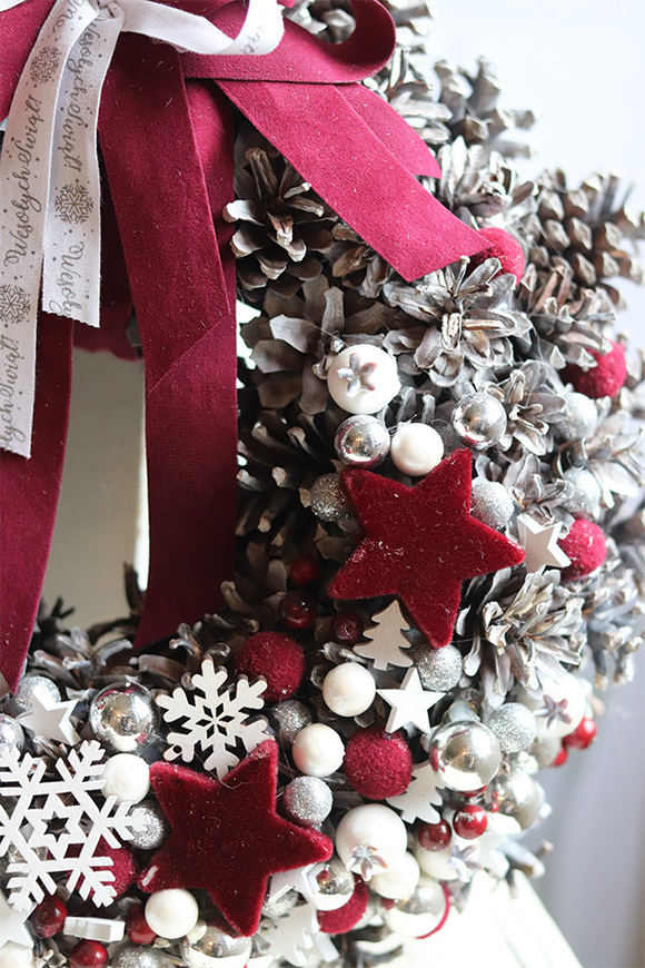 Szyszki&Bordo, świąteczny wianek dekoracyjny