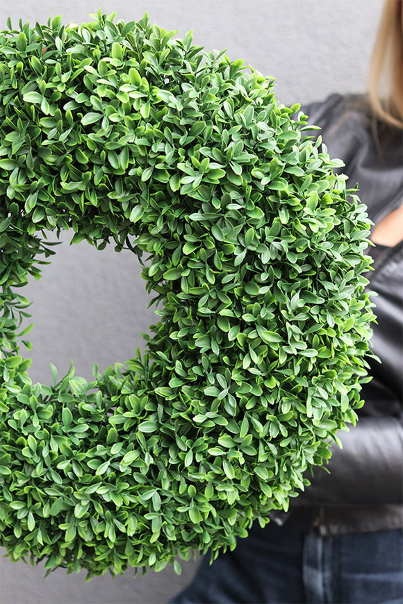 Bukszpanowy Deluxe, zielony wianek na drzwi