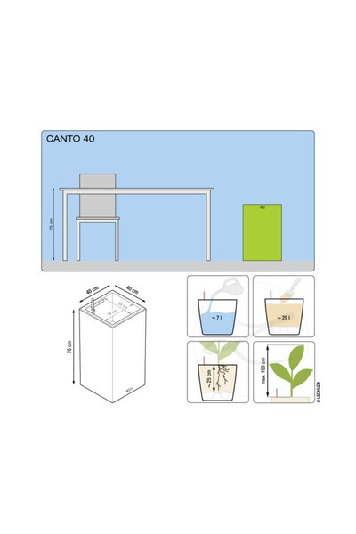 Canto Premium LED, podświetlana doniczka z nawadnianiem, antracyt