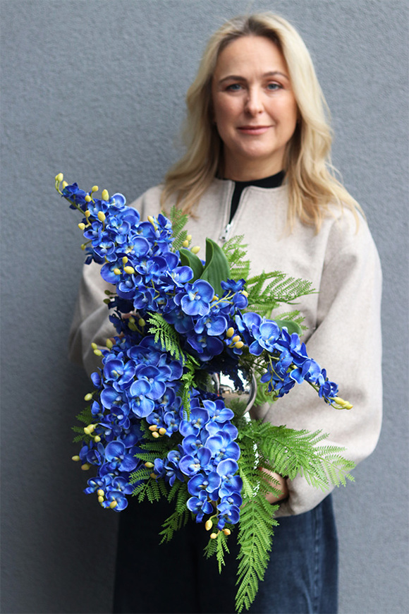 Dekoria Orchidelia Blue, niebieski storczyk w łódce