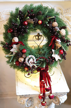 Bordove Love, świąteczny wianek na drzwi, śr.50cm 