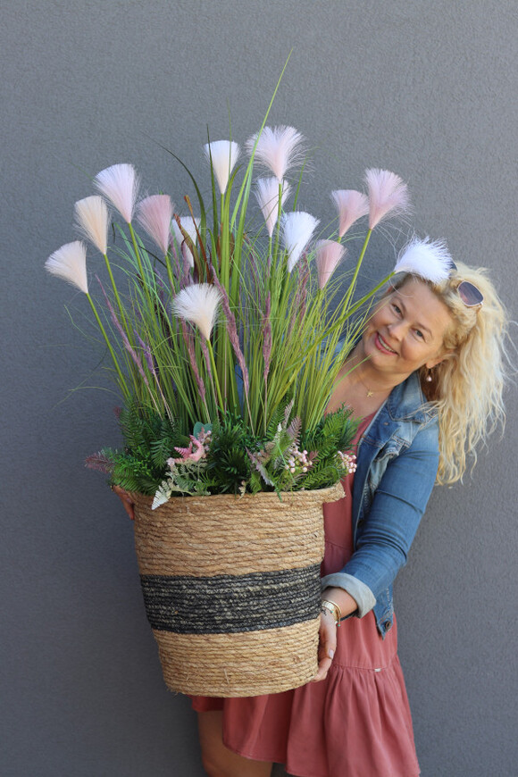 Cairo Basket, sztuczna trawa w koszu z ziołami