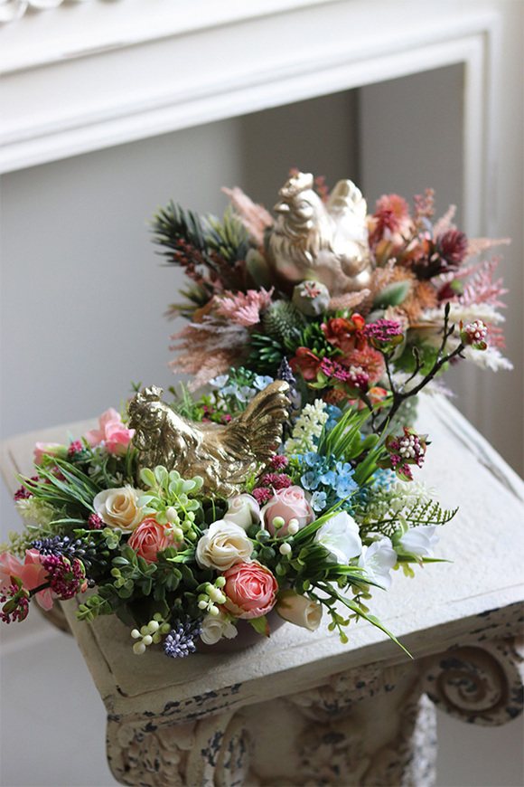 stroik wielkanocny ze złotą kurą, Kukuryku 2