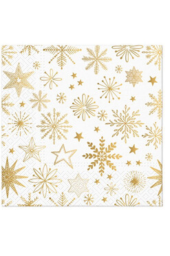 Let It Snow Gold, świąteczne serwetki papierowe, 20szt
