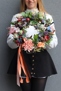 Frenove, kolorowy wianek kwiatowy, śr.37cm