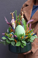 Zajączki na Randce Gaina, stroik wielkanocny z zajączkami