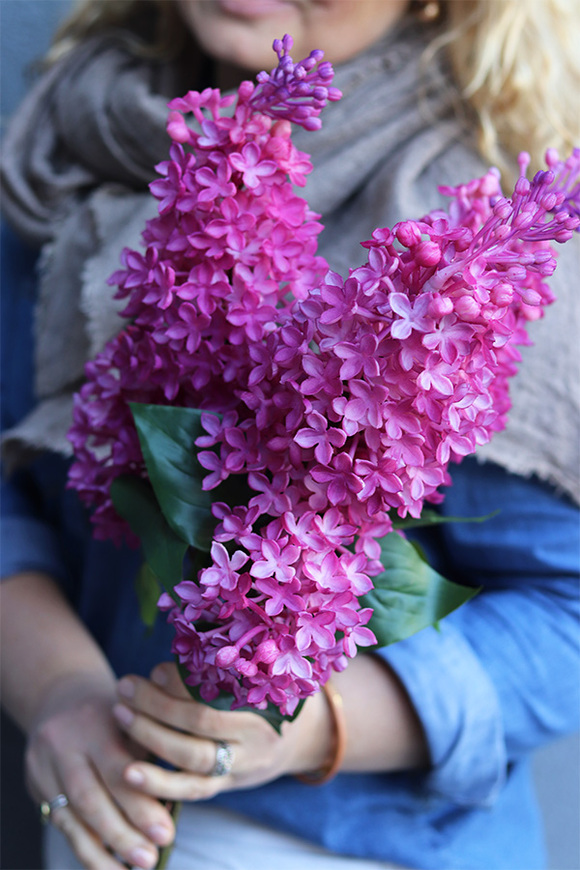 Bzy Deluxe Premium, gumowy bez kwitnący lilak, wiśniowy, 3szt, dł.70cm