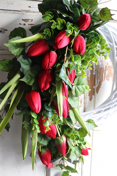 dekoracyjny wianek tulipanowy, Red Tulips, śr.40cm 