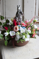 kompozycja stroik wielkanocny, Zajączek z Parasolem 2, wym.24x30cm 