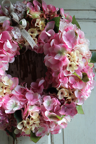 bogaty ozdobny wianek, Monista Hortensja, śr.40cm 