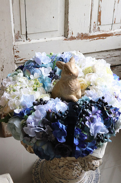 Caryca Blue Garden, wianek wielkanocny z zajączkiem, śr.48cm