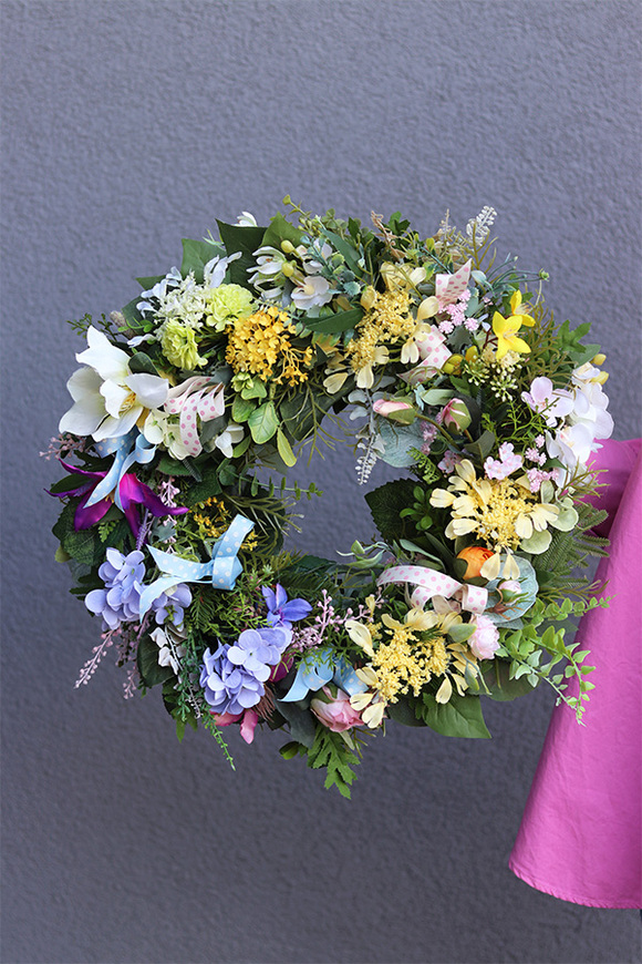 Kolorowa Kraina, wiosenny wianek dekoracyjny