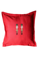 Xmas Nutcrackers, świąteczna poduszka, czerwona