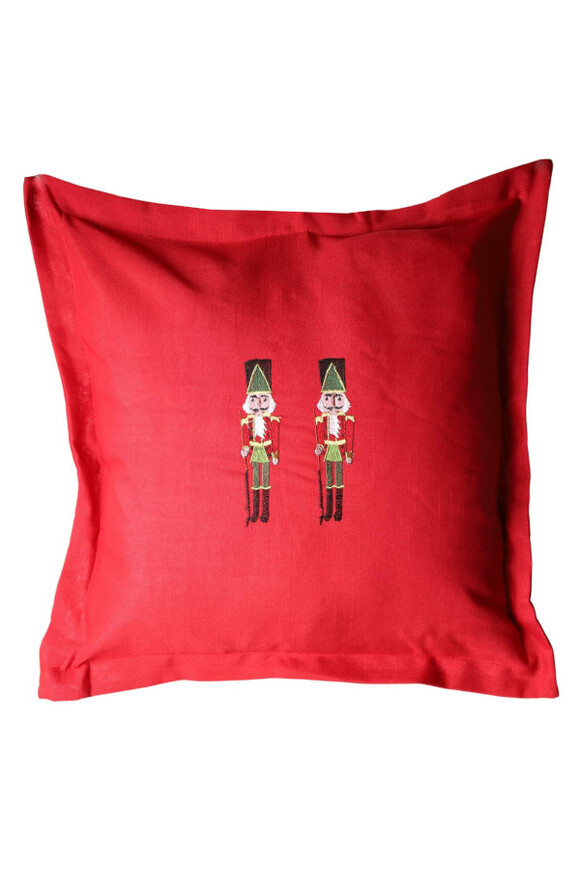 Xmas Nutcrackers, świąteczna poduszka, czerwona