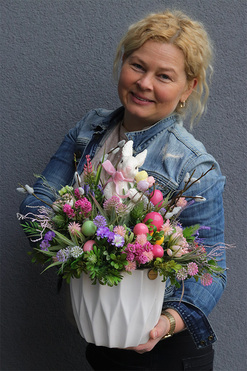 Bunny Star Velveti Pink, stroik wielkanocny na stół, wys.53cm