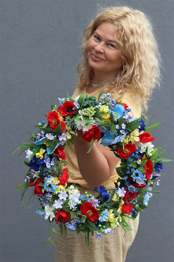 OD RĘKI Lato na Mazowszu, wianek dekoracyjny na drzwi, śr.40cm 